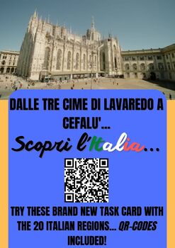 Preview of Brand New Flash Cards with the Italian Regions! Qr-Codes included