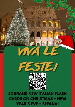 Preview of Brand New Italian Flash Card on Christmas in Italy + New Year's Eve + Befana!