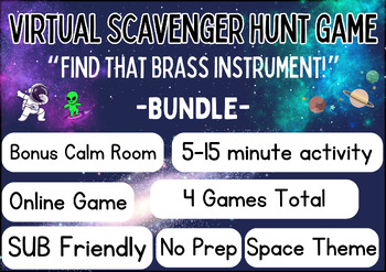 Preview of Brass Family Digital Visual Scavenger Hunt Game -Space Themed- Sub Friendly