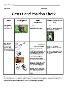 Preview of Brass Hand Position Checklist