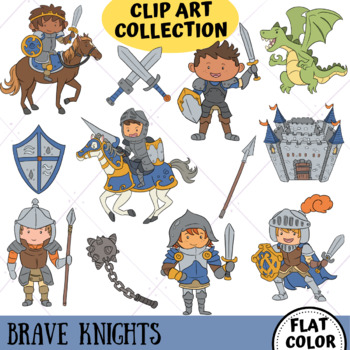 Preview of Brave Knights Clip Art Collection (FLAT COLOR ONLY)