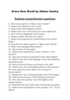essay questions brave new world