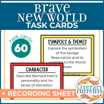 Preview of Brave New World | Huxley | Analytical Task Cards Recording Sheet | AP Lit HS ELA