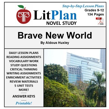Preview of Brave New World LitPlan Novel Study Unit, Activities, Questions, Test