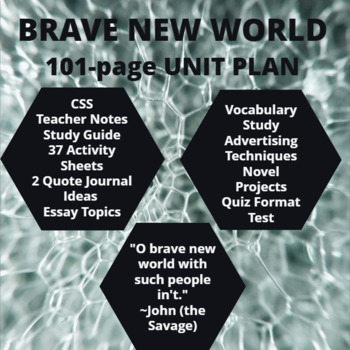 Preview of Brave New World Unit Plan: CCSS Teaching Plans, Lessons & Activities