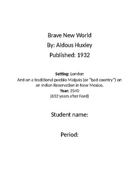 Preview of Brave New World reading packet for students