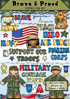 Preview of Brave & Proud Military Clip Art - USA, Veteran's Day, United States of America