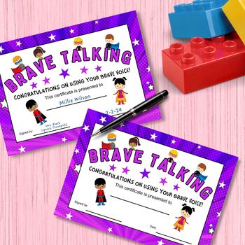 Preview of Brave Talking Printable Certificate - Selective Mutism - exposure therapy