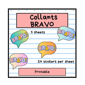 Preview of BRAVO stickers / Autocollants BRAVO  - printable - Cricut friendly