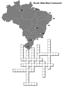 Brazil Cities Map Crossword by Northeast Education TPT