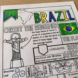 Brazil Graphic Organizer & Coloring Pages - One Pager for 