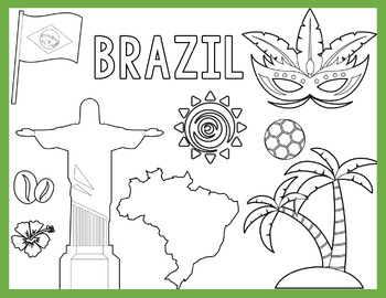 Brazil Coloring Page for Kids by LailaBee | TPT