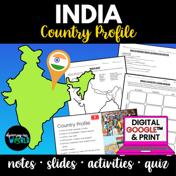 Preview of India Country Profile: Guided Notes | Activities | Quiz