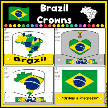 Preview of Brazil Crowns/Hats/Headbands Set 2 | Map | Flags | Crowns