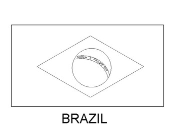 Preview of Brazil Flag Printable , Brazil Flag Coloring Sheet