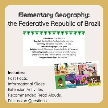 Preview of Brazil Geography Lesson for Little Learners Celebrate Carnival Library