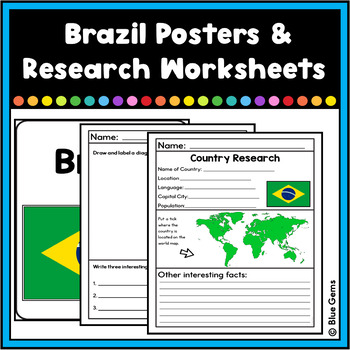 Brazil Posters | Country of Brazil Posters and Research Worksheets by ...