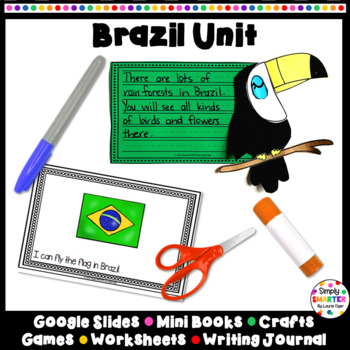 Preview of Brazil Print And Digital Kindergarten Math, Literacy, and Social Studies Unit