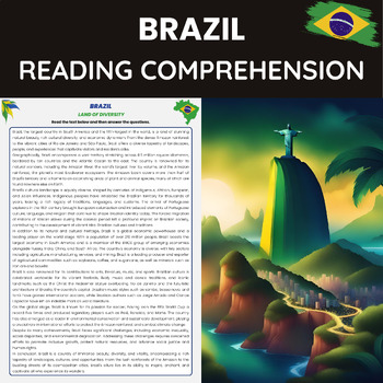 Preview of Brazil Reading Comprehension | Brazilian History Geography and Culture