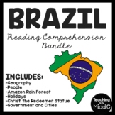 Brazil Reading Comprehension Worksheet Bundle Country Sout