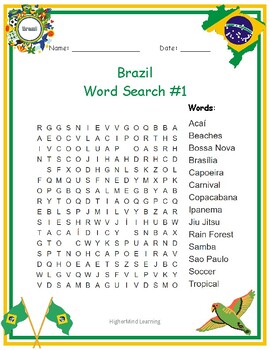 Preview of Brazil Word Searches and Scrambles