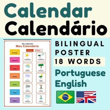 Preview of Brazilian Portuguese CALENDAR Calendário Portuguese English