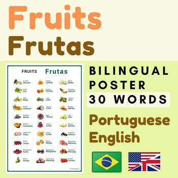 Preview of Brazilian Portuguese FRUITS Frutas | FRUITS vocabulary Portuguese English