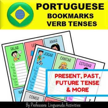 Preview of Brazilian Portuguese Language - Bookmarks Grammar Worksheet - Verb tenses