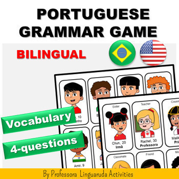 Preview of Brazilian Portuguese Review Game - Português Grammar Game - Task cards