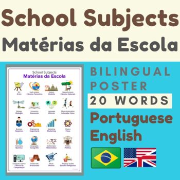 Preview of Brazilian Portuguese SCHOOL SUBJECTS Matérias da Escola Portuguese English
