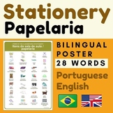 Portuguese STATIONERY Papelaria classroom items Portuguese