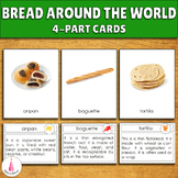 Bread Around the World Montessori 3-part Cards Activity