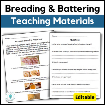 Preview of Culinary Arts Worksheet on Breading and Battering for Foods - FACS
