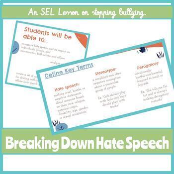 Preview of Break Down Hate Speech | SEL Lesson | Google Slides
