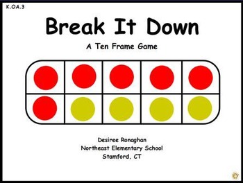 Preview of Break It Down: A Ten Frame Game Active Board Math Center  (K.OA.3)