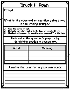 graphic organizer for breaking down assignments