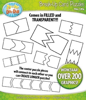 Preview of Break-Up Card Puzzles Clipart {Zip-A-Dee-Doo-Dah Designs}