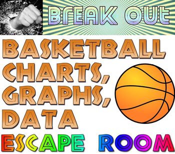 Preview of Break out: Basketball charts graphs and data escape room