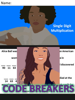 Preview of Break the Code! Alice Ball Mini-bio Single Digit Multiplication