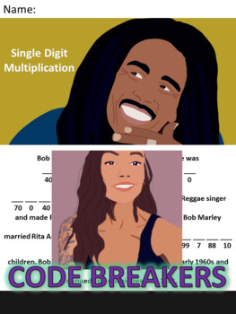 Preview of Break the Code! Bob Marley Mini-bio Distributive Property