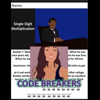 Preview of Break the Code! Booker T. Washington Mini-bio (Multi-digit Multiplication)
