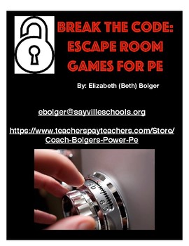 Preview of Break the Code: Escape Rooms for PE