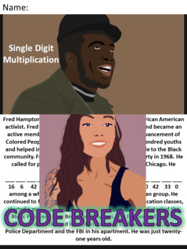 Preview of Break the Code! Fred Hampton Mini-bio Single Digit Multiplication
