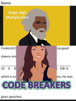 Preview of Break the Code! Frederick Douglass Mini-bio Single Digit Multiplication