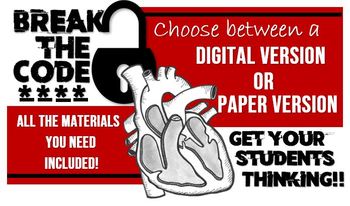 Preview of Break the Code: Heart Edition! Printed OR Virtual Game to review the heart!