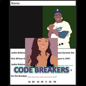 Preview of Break the Code! Jackie Robinson Mini-bio (Multi-digit mult.)