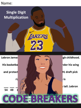 Preview of Break the Code! Lebron James Mini-bio Distributive Property