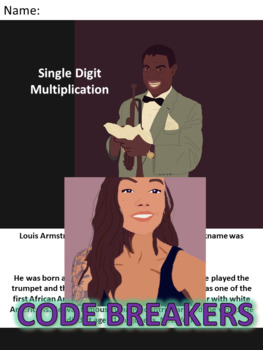 Preview of Break the Code! Louis Armstrong Mini-bio Single Digit Multiplication