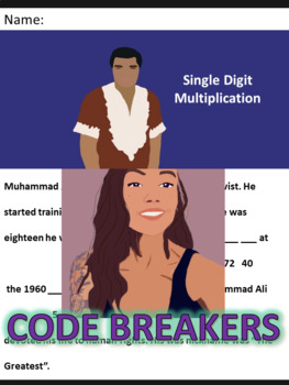Preview of Break the Code! Muhammad Ali Mini-bio Distributive Property