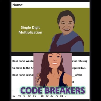 Preview of Break the Code! Rosa Parks Mini-bio (Multi-digit mult.)